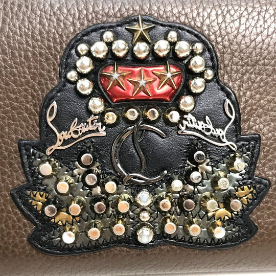 Christian Louboutin Long Wallet Purse 1175060 Calf leather Brown Studs logo Panettone mens Used Authentic