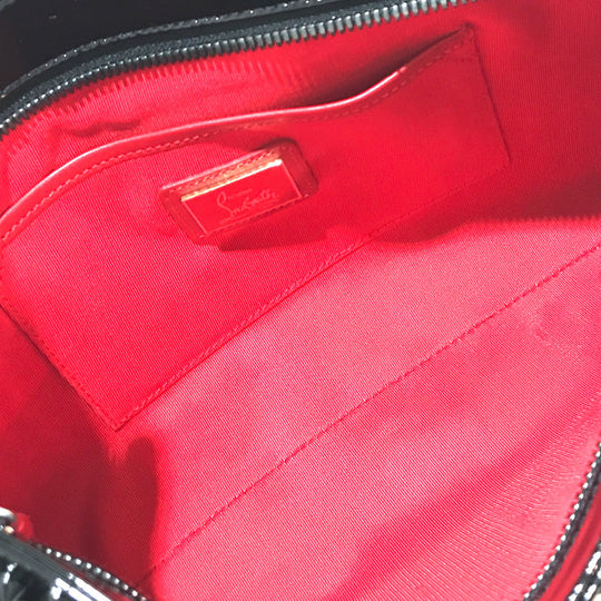 Christian Louboutin Clutch bag Patent leather black Spike Tads Rubi Posh Valentine Women Used Authentic