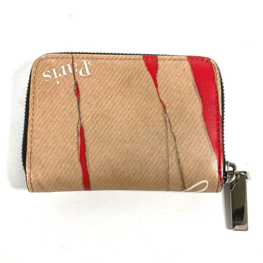 Christian Louboutin Coin case leather beige Wallet Coin Pocket craft logo Women Used Authentic
