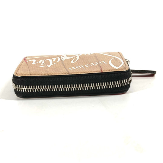 Christian Louboutin Coin case leather beige Wallet Coin Pocket craft logo Women Used Authentic
