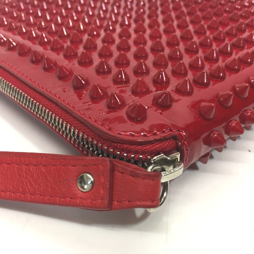 Christian Louboutin iPad case Enamel / leather Red Spike studs Clutch bag unisex(Unisex) Used Authentic