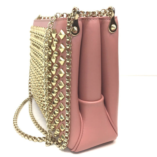 Christian Louboutin Shoulder Bag leather Pink type Trillbi Large New Studs Women Used Authentic