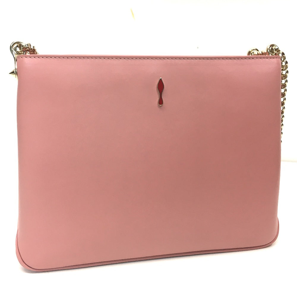 Christian Louboutin Shoulder Bag leather Pink type Trillbi Large New Studs Women Used Authentic