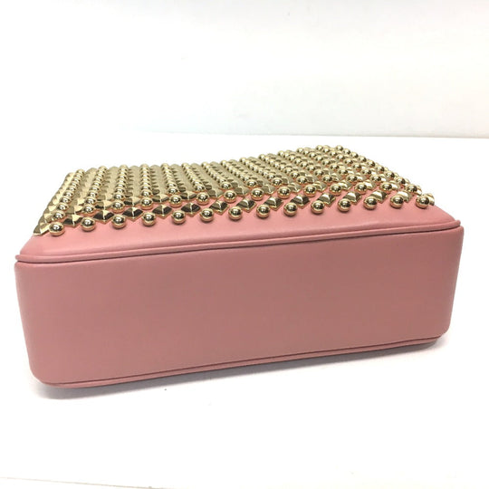 Christian Louboutin Shoulder Bag leather Pink type Trillbi Large New Studs Women Used Authentic