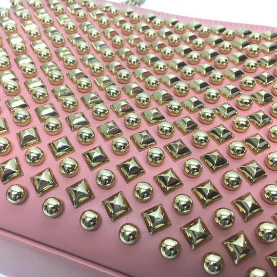 Christian Louboutin Shoulder Bag leather Pink type Trillbi Large New Studs Women Used Authentic