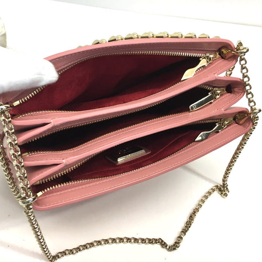 Christian Louboutin Shoulder Bag leather Pink type Trillbi Large New Studs Women Used Authentic