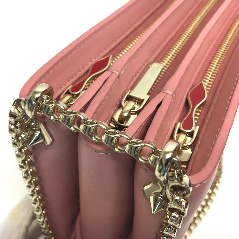 Christian Louboutin Shoulder Bag leather Pink type Trillbi Large New Studs Women Used Authentic