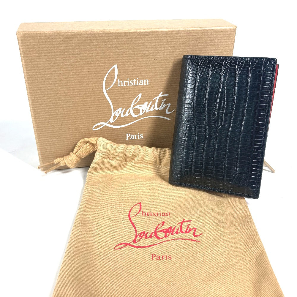 Christian Louboutin Card Case leather black Business Card Holder Pass Case CL logo mens Used Authentic