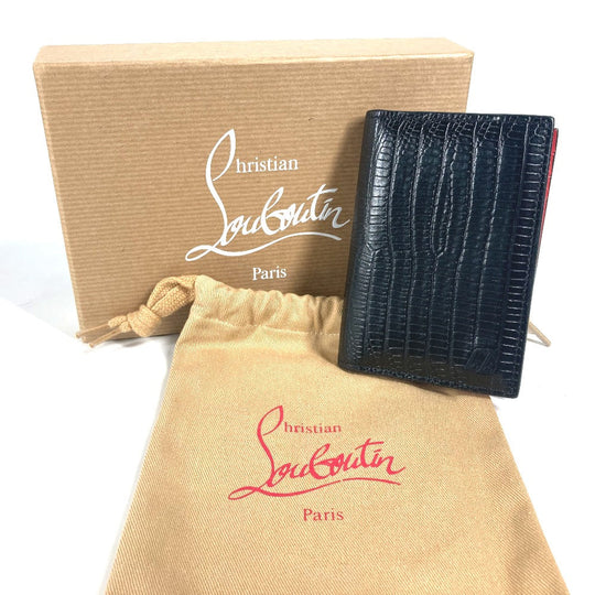 Christian Louboutin Card Case leather black Business Card Holder Pass Case CL logo mens Used Authentic