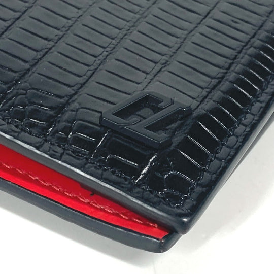 Christian Louboutin Card Case leather black Business Card Holder Pass Case CL logo mens Used Authentic