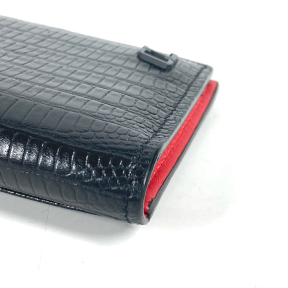 Christian Louboutin Card Case leather black Business Card Holder Pass Case CL logo mens Used Authentic