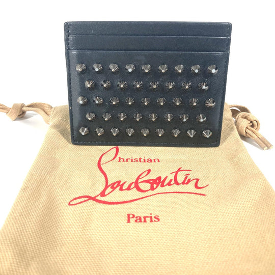 Christian Louboutin Card Case leather black Studs mens(Unisex) Used Authentic