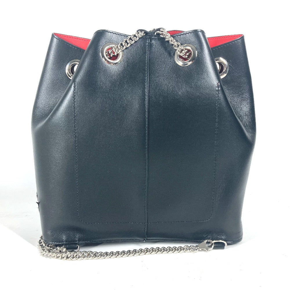 Christian Louboutin Backpack leather black Sequin logo MARIE JANE Women Used Authentic