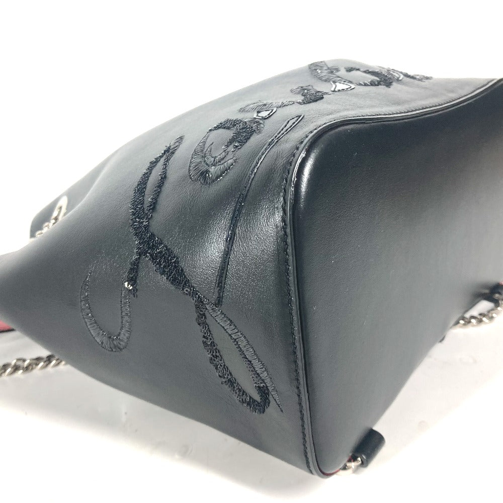 Christian Louboutin Backpack leather black Sequin logo MARIE JANE Women Used Authentic