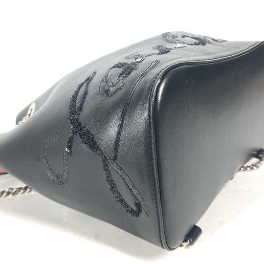 Christian Louboutin Backpack leather black Sequin logo MARIE JANE Women Used Authentic