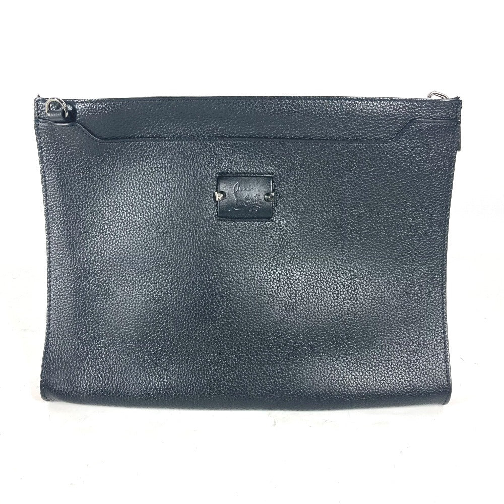 Christian Louboutin Shoulder Bag leather black Crossbody logo SKY Sky mens Used Authentic