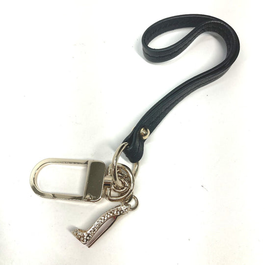 Christian Louboutin key ring metal gold Novelty 20th Anniversary High heel design with rhinestones Women Used Authentic