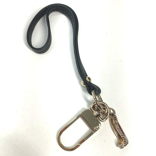 Christian Louboutin key ring metal gold Novelty 20th Anniversary High heel design with rhinestones Women Used Authentic