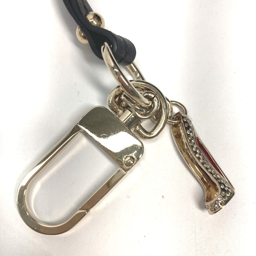 Christian Louboutin key ring metal gold Novelty 20th Anniversary High heel design with rhinestones Women Used Authentic