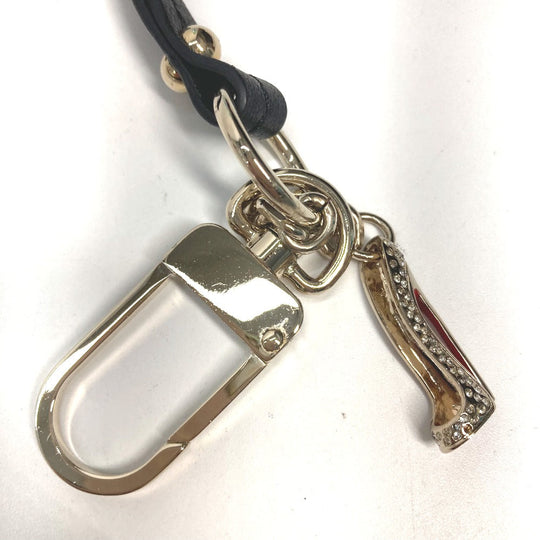 Christian Louboutin key ring metal gold Novelty 20th Anniversary High heel design with rhinestones Women Used Authentic