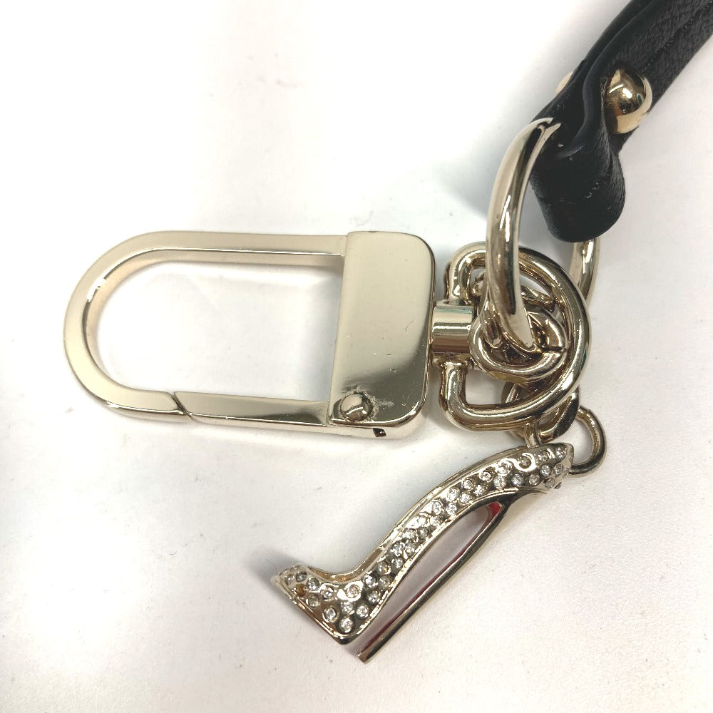 Christian Louboutin key ring metal gold Novelty 20th Anniversary High heel design with rhinestones Women Used Authentic