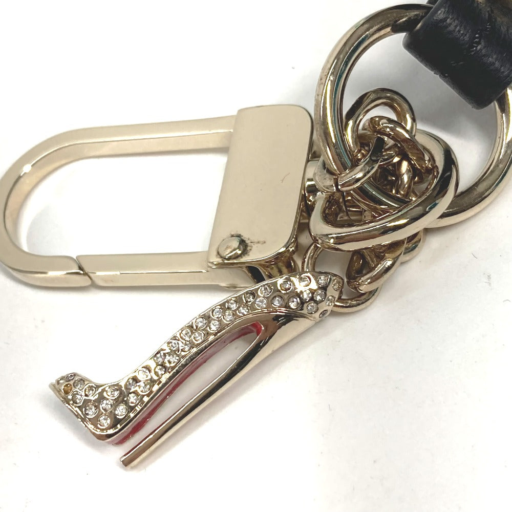 Christian Louboutin key ring metal gold Novelty 20th Anniversary High heel design with rhinestones Women Used Authentic
