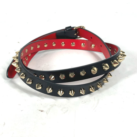 Christian Louboutin belt leather black Studs Women 75 Used Authentic