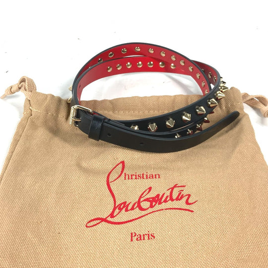 Christian Louboutin belt leather black Studs Women 75 Used Authentic