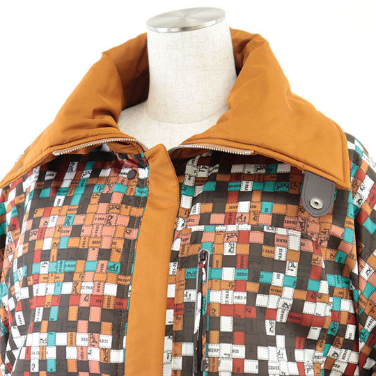 HERMES Down jacket [Outer material] 100% polyester; [Lining] 98% polyester, 2% polyurethane; [Filling] 90% down, 10% feather; [Knitted part] 80% virgin wool Orange Women 36 Used Authentic