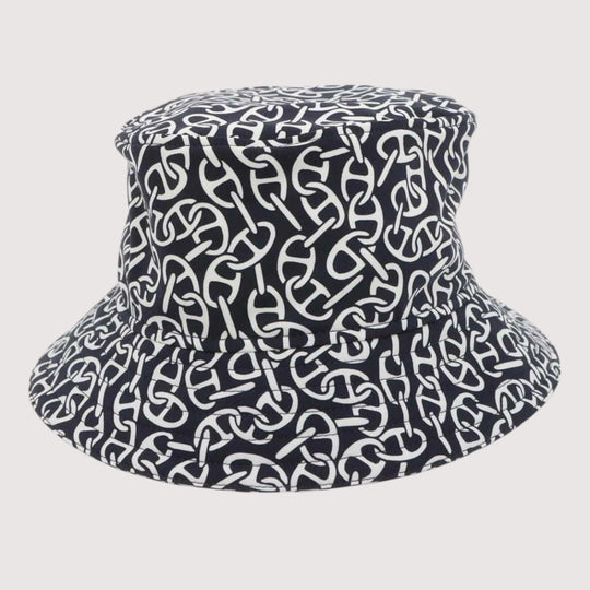HERMES Hat Harper Nylon Polyurethane Blue Noir Preloved