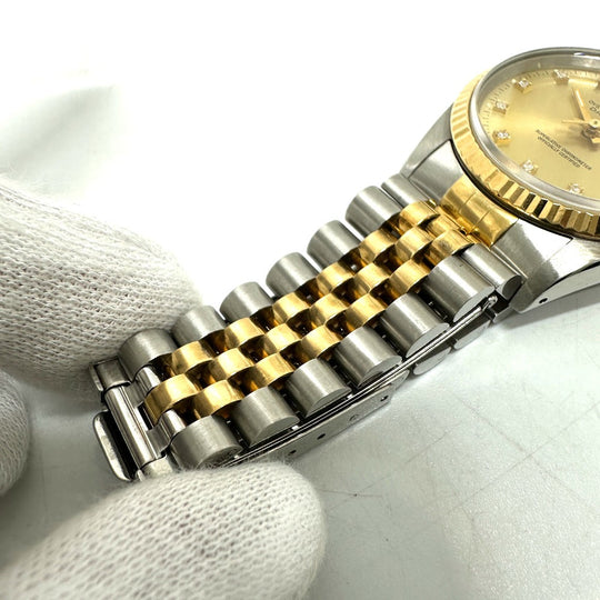 ROLEX Watches Mechanical Automatic 16233G Stainless Steel/YG Silver Datejust 10P Diamond gold dial