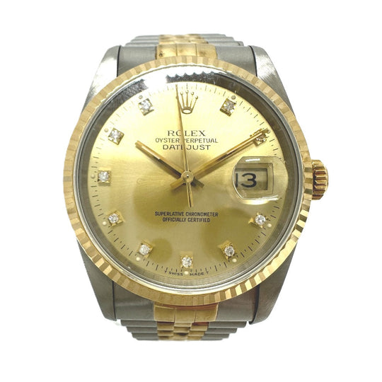 ROLEX Watches Mechanical Automatic 16233G Stainless Steel/YG Silver Datejust 10P Diamond gold dial