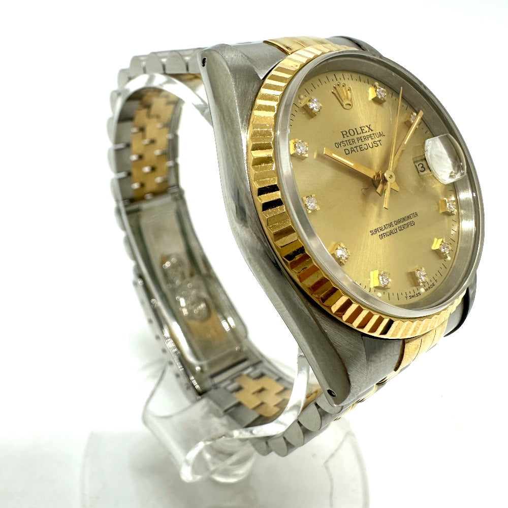 ROLEX Watches Mechanical Automatic 16233G Stainless Steel/YG Silver Datejust 10P Diamond gold dial