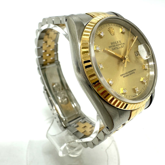 ROLEX Watches Mechanical Automatic 16233G Stainless Steel/YG Silver Datejust 10P Diamond gold dial