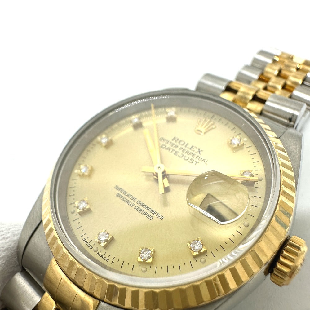 ROLEX Watches Mechanical Automatic 16233G Stainless Steel/YG Silver Datejust 10P Diamond gold dial