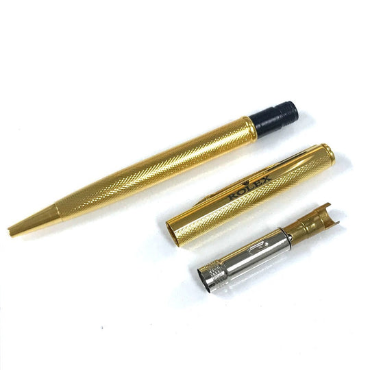 ROLEX Ballpoint pen metal gold Novelty not for sale logo mens Used Authentic