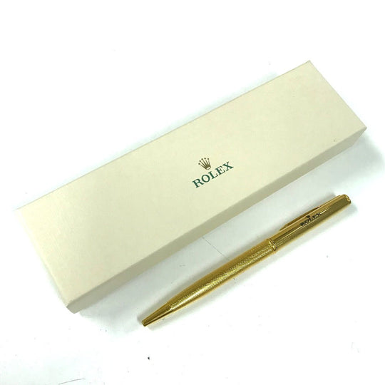 ROLEX Ballpoint pen metal gold Novelty not for sale logo mens Used Authentic