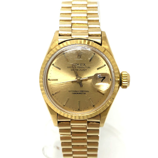 ROLEX Watches Mechanical Automatic 6527 18K Yellow Gold gold K18 Solid Datejust gold dial Women Used Authentic