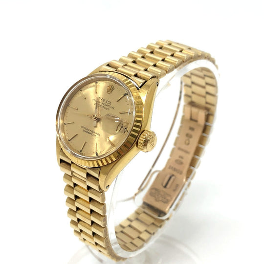 ROLEX Watches Mechanical Automatic 6527 18K Yellow Gold gold K18 Solid Datejust gold dial Women Used Authentic