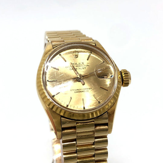 ROLEX Watches Mechanical Automatic 6527 18K Yellow Gold gold K18 Solid Datejust gold dial Women Used Authentic