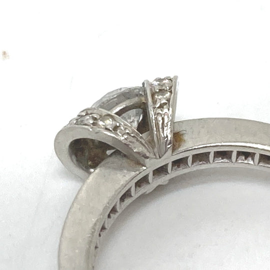TIFFANY&Co. Ring Pt950 Silver Pt950 Ribbon Diamond Women 11�† Used Authentic