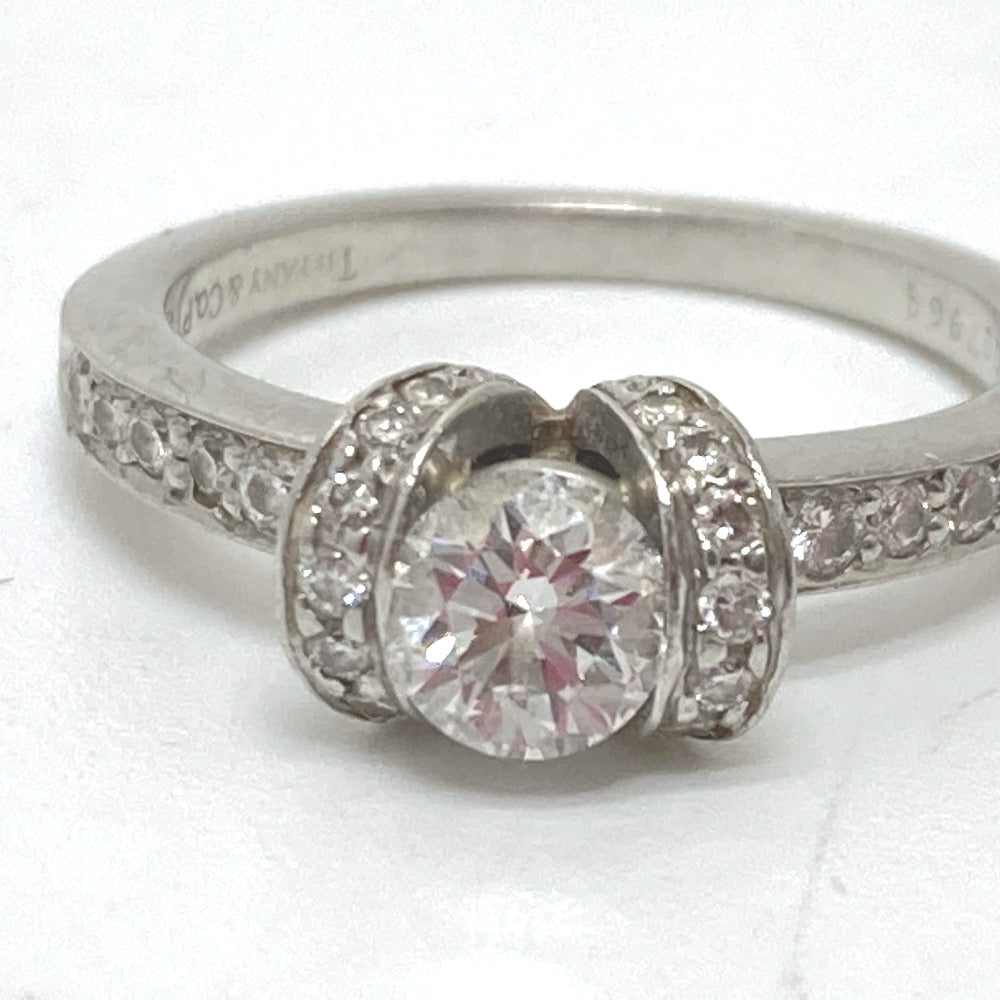 TIFFANY&Co. Ring Pt950 Silver Pt950 Ribbon Diamond Women 11�† Used Authentic