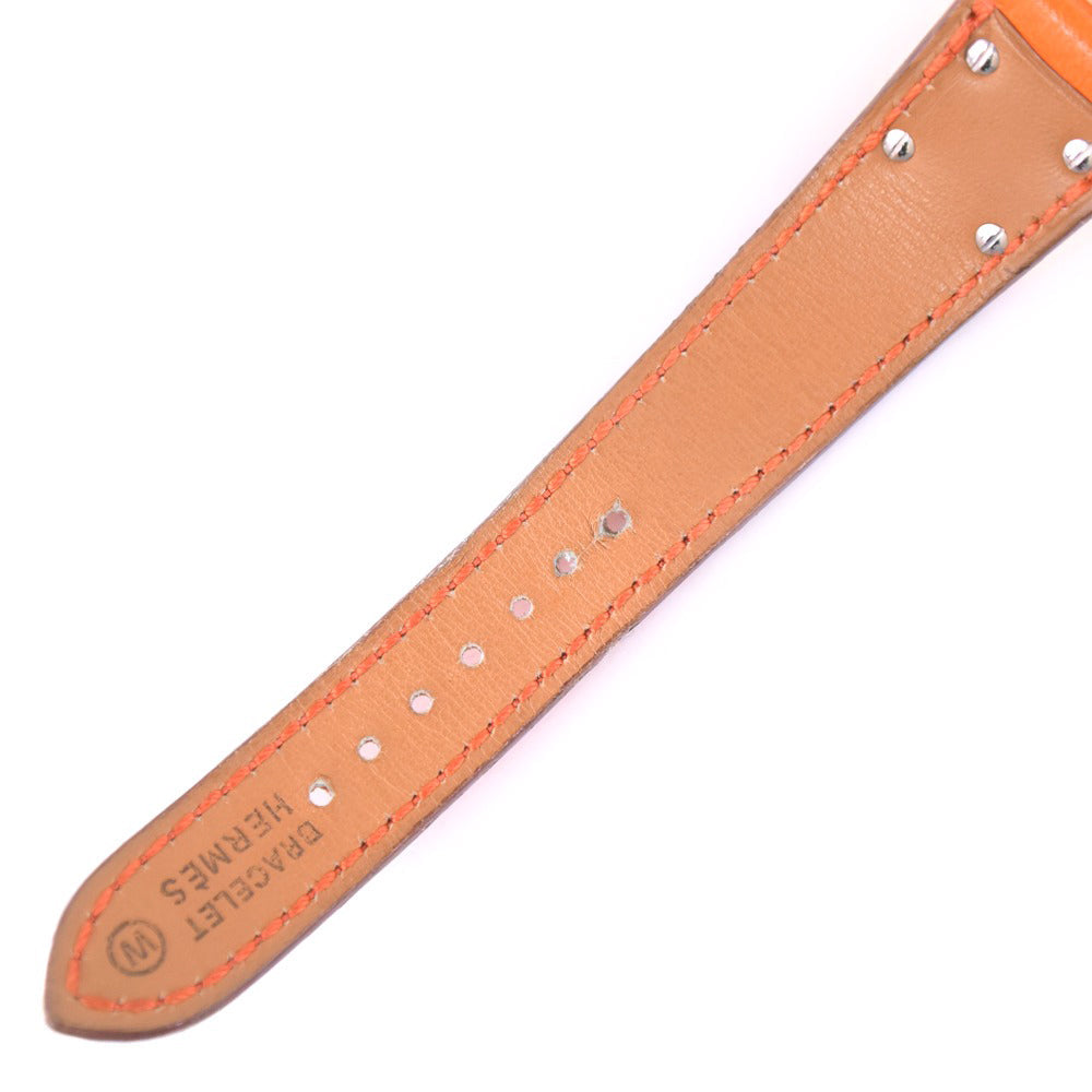 HERMES Watches Quartz Plated Gold , Leather Orange Medor White dial Women Used Authentic