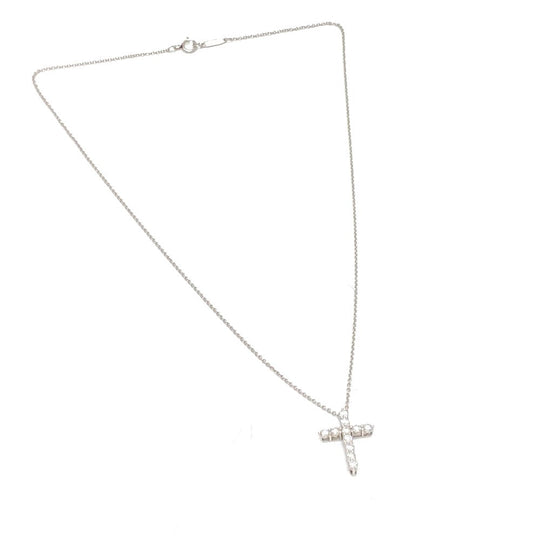 TIFFANY&Co. Necklace 60007429 Platinum, Diamond clear Small Cross Diamond Women Used Authentic