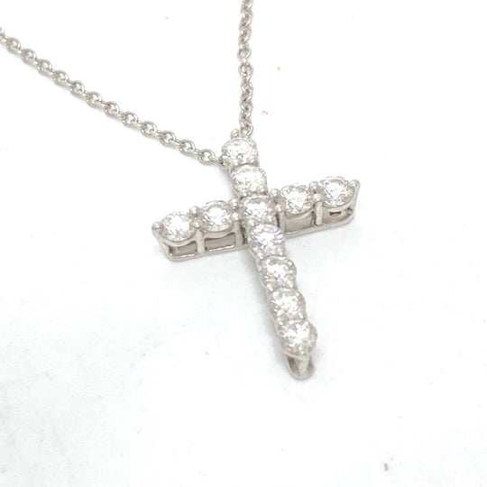 TIFFANY&Co. Necklace 60007429 Platinum, Diamond clear Small Cross Diamond Women Used Authentic