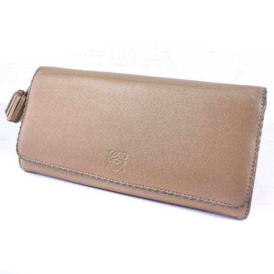 LOEWE Long Wallet Purse 182N81.F13 lambskin beige Women Used Authentic
