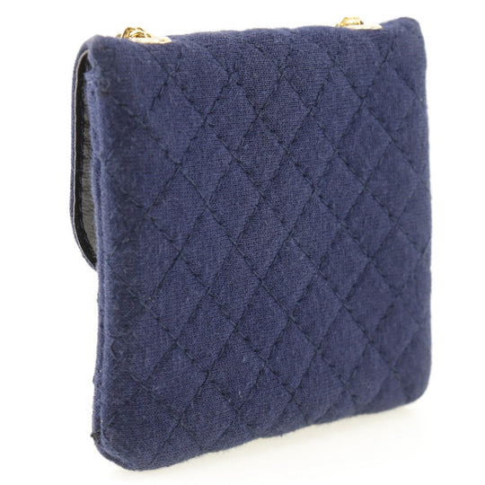 CHANEL Pouch cotton Navy Chain pochette