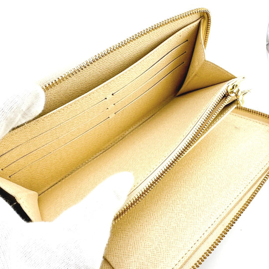 LOUIS VUITTON Long Wallet Purse N60012 Damier canvas white Zip Around long wallet Damier Azur Zippy Organizer unisex(Unisex) Used Authentic