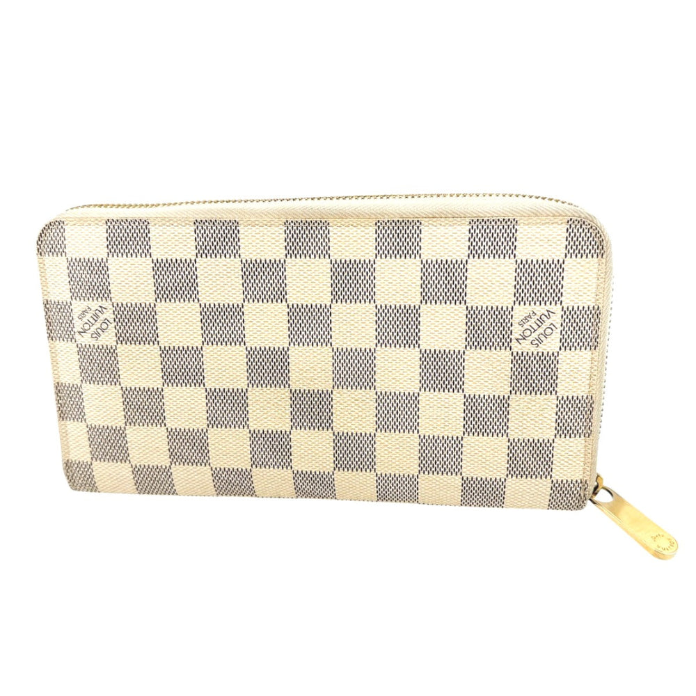 LOUIS VUITTON Long Wallet Purse N60012 Damier canvas white Zip Around long wallet Damier Azur Zippy Organizer unisex(Unisex) Used Authentic