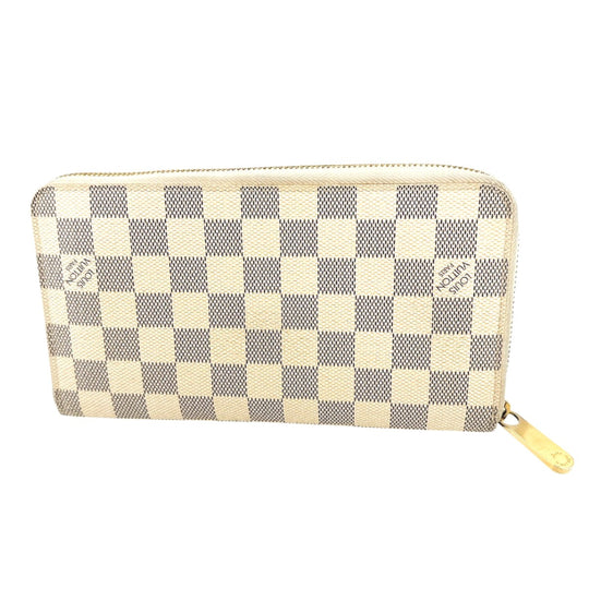LOUIS VUITTON Long Wallet Purse N60012 Damier canvas white Zip Around long wallet Damier Azur Zippy Organizer unisex(Unisex) Used Authentic